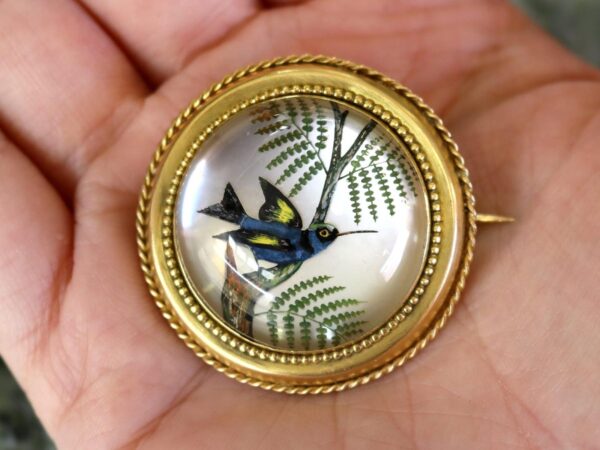 antique essex crystal and 18k yellow gold brooch circa 1880
