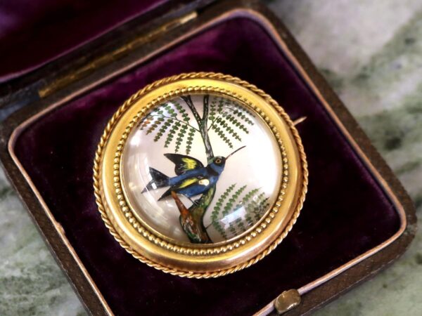 antique essex crystal and 18k yellow gold brooch circa 1880