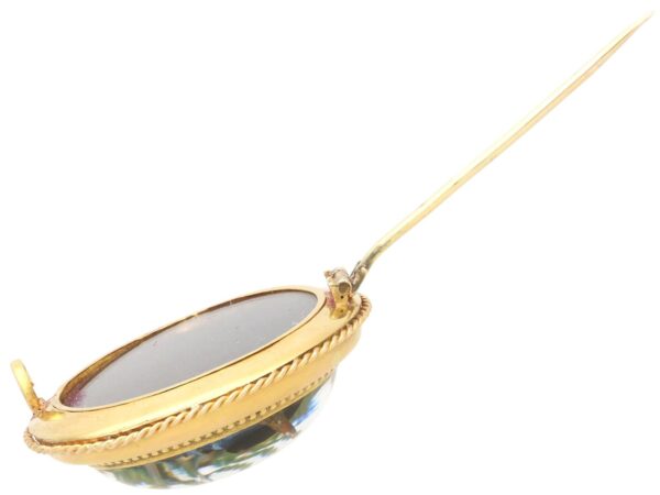 antique essex crystal and 18k yellow gold brooch circa 1880
