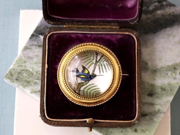 antique essex crystal and 18k yellow gold brooch circa 1880